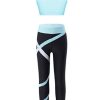 Kids Girls Athletic Dance Crop Top and Legging Gymnastics Dance Outfits 2 Piece Dancewear Gym Workout Outfits