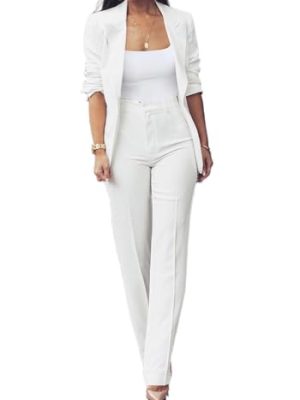 Women's Fashion Fall 2 Piece Pant Suit Dressy Long Sleeve Blazer and Slim Fit Pants Set Business Outfits