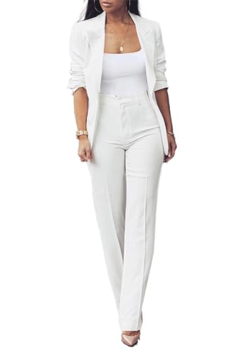 Women's Fashion Fall 2 Piece Pant Suit Dressy Long Sleeve Blazer and Slim Fit Pants Set Business Outfits