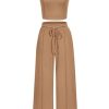 Women's Summer 2 Piece Loungewear Set Cropped Tank Top Wide Leg Sweatpants Tracksuit Casual Outfits