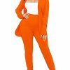 Women's Casual Pants Suit 2 Piece Business Outfits Solid Long Sleeve Blazer and Pencil Pant Sets