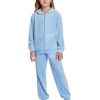 2 Piece Outfits for Girls Velour Tracksuit Hoodie and Jogger Set Sweatsuit Athletic Clothes Sets