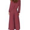 Women's Summer 2 Piece Outfits Round Neck Crop Basic Top Cropped Wide Leg Pants Set Jumpsuits
