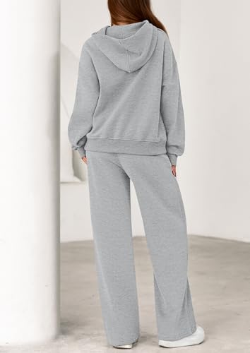 Women's 2 Piece Outfits Fall Sweatsuits Oversized Hoodies Wide Leg Sweatpants Tracksuits Lounge Matching Sets