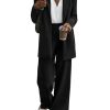 Women Suits 2 Piece Set Business Casual Dressy Oversized Blazer Jacket and Wide Leg Dress Pantsuits Formal Outfits