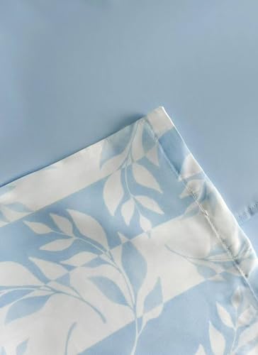 Women's 2 Piece Outfits Green 3/4 Sleeve Double Layer Top and Leaf Print Straight Leg Pants Lounge Set 2025 Trendy