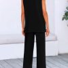 Women's 2 Piece Outfits Sleeveless Suit Vest and Wide Leg Pants Business Casual Blazer Sets