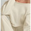 Women's 2 Piece Outfits Fall Sweatsuits Off The Shoulder Crop Top Wide Leg Sweatpants Casual Matching Lounge Sets Pure Apricot