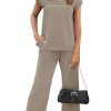 Two Piece Sets for Women Summer Travel Vacation Outfits Cap Sleeve Lounge Matching Sets Wide Leg Pants S-3XL