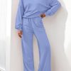 Women 2 Piece Outfits 2025 Fall Sweatsuits Crewneck Sweatshirt Wide Leg Sweatpants Lounge Sets Tracksuit