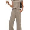 Two Piece Sets for Women Summer Travel Vacation Outfits Cap Sleeve Lounge Matching Sets Wide Leg Pants S-3XL