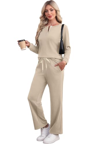 Lounge Sets for Women Two Piece Outfits Button Down Sweatsuit Sweatpant with Pockets Fall Fashion 2025