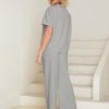 Womens 2 Piece Outfits Lounge Sets Short Sleeve Loose Fit Top and Wide Leg Pants Set Sweatsuits Tracksuit