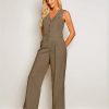 Pant Suits for Women Dressy Casual 2 Piece Sets Sleeveless Blazer Vest with High Rise Wide Leg Pants Work Office