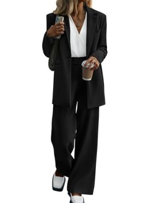 Women's Two Piece Outfits Dressy Blazer Jacket Wide Leg Pants 2025 Fall Business Casual Office Work Suit Sets