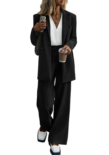 Women's Two Piece Outfits Dressy Blazer Jacket Wide Leg Pants 2025 Fall Business Casual Office Work Suit Sets