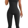 Women Workout Seamless Jumpsuit Yoga Ribbed Bodycon One Piece Tank Top Leggings Romper