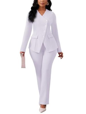 Pant Suits for Women Dressy Long Sleeve Blazer Jackets and High Waisted Wide Leg Pants Sets 2 Piece Work Outfit 2025