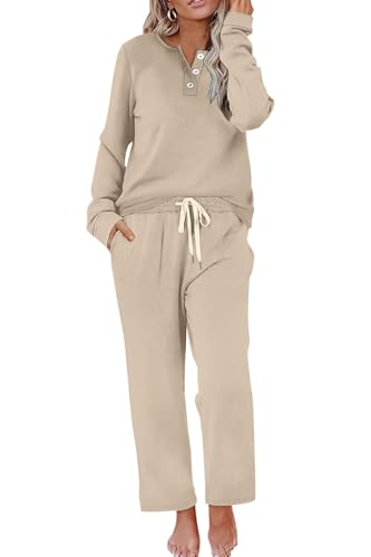 Lounge Sets for Women Two Piece Outfits Button Down Sweatsuit Sweatpant with Pockets Fall Fashion 2025