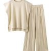 Women's 2 Piece Outfits Sweater Set Knit Pullover Tops High Waisted Pants Sweatsuits Lounge Set