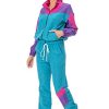 80s Track Suit for Women, 2 Piece Color Block Sweatsuits Neon Outfit Retro Sweatsuits for Themed Party