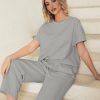 Womens 2 Piece Outfits Lounge Sets Short Sleeve Loose Fit Top and Wide Leg Pants Set Sweatsuits Tracksuit
