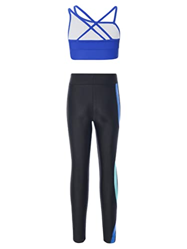 Kids Girls Two Piece Crop Tops and Athletic Leggings Activvewear Set Gymnastics Workout Dance Outfits Tracksuit