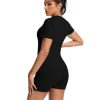 Women Workout 2 Piece sets Short Sleeve Tops Slim Foldover Shorts Matching Gym Outfits Tracksuit