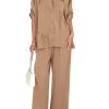 Two Piece Sets for Women Summer Outfits 2025 Dressy Casual Half Sleeve Button Down Shirt Wide Leg Pants Lounge Set