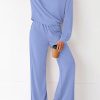 Women 2 Piece Outfits 2025 Fall Sweatsuits Crewneck Sweatshirt Wide Leg Sweatpants Lounge Sets Tracksuit
