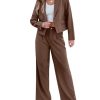 Suits for Women 2 Piece Sets Business Casual Outfits Dressy Cropped Blazer Wide Leg Pants Suit Office Work