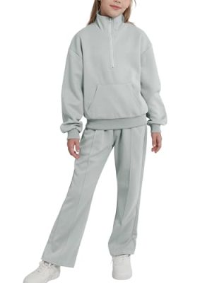 Girls Sweatsuit 2 Piece Fall Outfits Clothing Set Kids Teen Pullover Sweatshirt & Sweatpants Tracksuit Top Pants Set