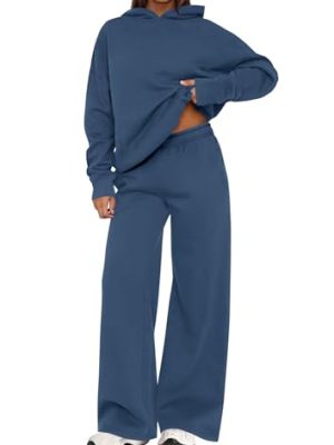 Womens Sweatsuits 2 Piece Set 2025 Casual Winter Long Sleeve Hoodie Loose Wide Leg Sweatpants Fall Tracksuit