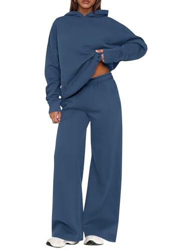 Womens Sweatsuits 2 Piece Set 2025 Casual Winter Long Sleeve Hoodie Loose Wide Leg Sweatpants Fall Tracksuit