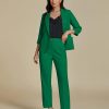 Pant Suits for Women Dressy 2 Piece Business Casual Outfits 3/4 Sleeve Blazer Straight Leg Pant Sets Office Work