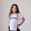 Girls 2 Piece Outfit Summer Short Sleeve Loose Fit T-Shirt and Shorts Set Casual Activewear High-Low Hem Sweatshirt