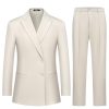 Women's 2 Piece Suit Two Button Business Casual Office Work Outfits Dressy Blazer Wide Leg Pants Set