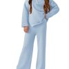 Girls 2 Piece Outfit Set Long Sleeve Button Knit Pullover Sweater Top and Wide Leg Pants Sweatsuit 5-14 Years