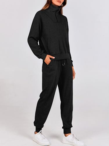 Women's 2 Piece Tracksuit Fall Outfits 2025 Long Sleeve Half Zip Sweatshirt Sweatpants Lounge Set Sweatsuits