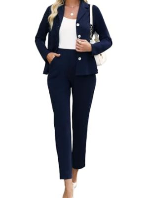Women's Business Pant Suits Dressy Casual Long Sleeve 2 Piece Blazer Set for Office Work Outfits 2025
