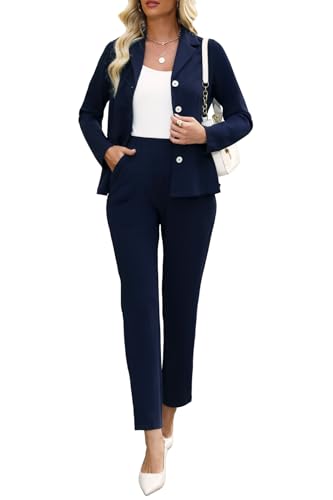 Women's Business Pant Suits Dressy Casual Long Sleeve 2 Piece Blazer Set for Office Work Outfits 2025