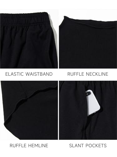 Women's Oversized Lounge Set 3/4 Batwing Sleeve Crew Neck Pullover Top Wide Leg Pants Two Piece Outfits