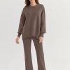 Women 2 Piece Outfits Sweatsuit Oversized Knit Pullover Sweater Tops Wide Leg Pants Lounge Set