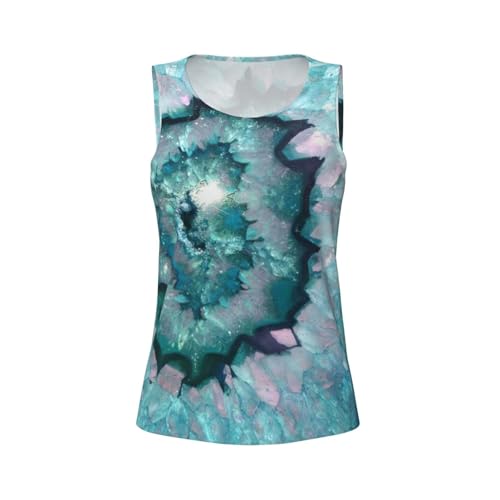 Teal Agate Print Women's Workout Tank Top Quick-Drying Activewear Summer Fitness Outdoor Adventures