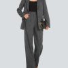 Women's 2 Piece Pant Suit Business Casual Outfits Striped Notched Collar Blazer Wide Leg Pants Sets