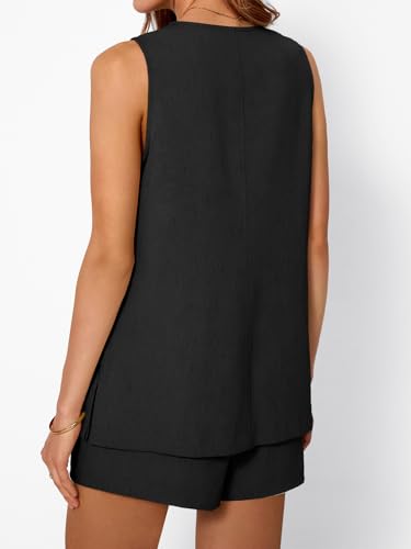 Summer Sets for Women Two Piece Vacation Outfits Short Set Button Down Business Casual Dressy 2 Piece Clothes 2025