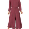 Women's Summer 2 Piece Outfits Round Neck Crop Basic Top Cropped Wide Leg Pants Set Jumpsuits