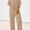 Women's 2 Piece Outfits Fall Sweatsuits Zip Up Sweatshirt Wide Leg Sweatpants Casual Tracksuit Lounge Sets