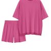 Womens 2 Piece Lounge Sets 2025 Summer Travel Outfits Casual Short Sleeve Oversized Tshirts Tops Biker Shorts