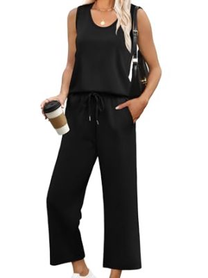 Two Piece Sets for Women Casual Travel Vacation Outfits Summer Wide Leg Pants Lounge Sets